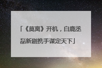 《莫离》开机，白鹿丞磊新剧携手谋定天下