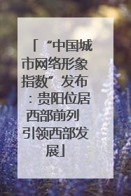 “中国城市网络形象指数”发布：贵阳位居西部前列 引领西部发展