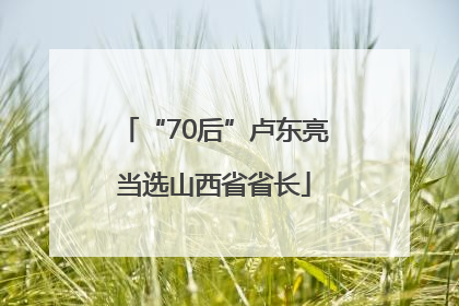“70后”卢东亮当选山西省省长