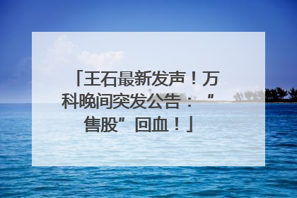 王石最新发声！万科晚间突发公告：“售股”回血！