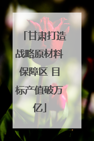 甘肃打造战略原材料保障区 目标产值破万亿