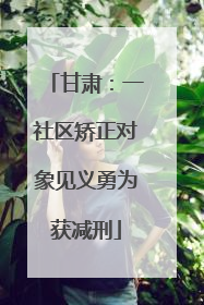 甘肃：一社区矫正对象见义勇为获减刑
