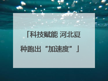 科技赋能 河北夏种跑出“加速度”