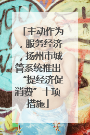 主动作为，服务经济，扬州市城管系统推出“提经济促消费”十项措施