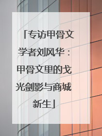 专访甲骨文学者刘风华：甲骨文里的戈光剑影与商城新生