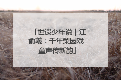 世遗少年说｜江俞羲：千年梨园戏 童声传新韵