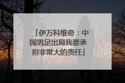 伊万科维奇：中国男足出局我要承担非常大的责任