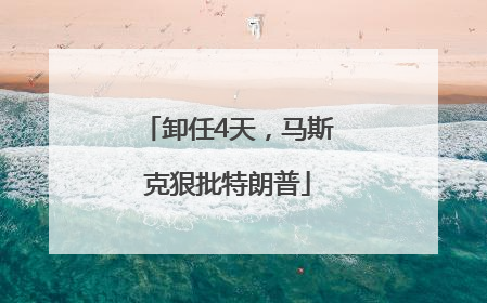 卸任4天，马斯克狠批特朗普