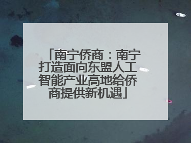 南宁侨商：南宁打造面向东盟人工智能产业高地给侨商提供新机遇