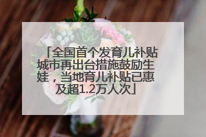 全国首个发育儿补贴城市再出台措施鼓励生娃，当地育儿补贴已惠及超1.2万人次