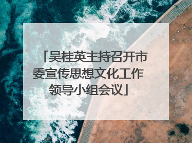 吴桂英主持召开市委宣传思想文化工作领导小组会议