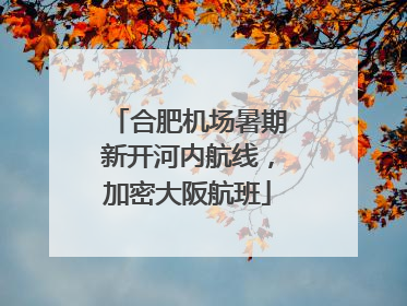 合肥机场暑期新开河内航线，加密大阪航班