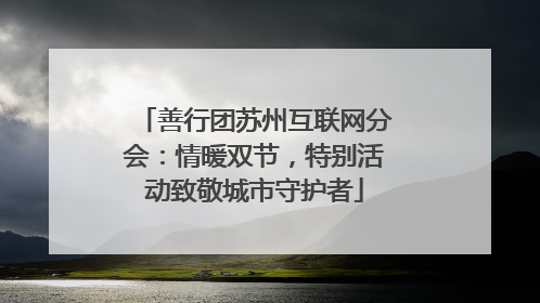 善行团苏州互联网分会：情暖双节，特别活动致敬城市守护者