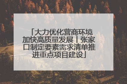 大力优化营商环境 加快高质量发展丨张家口制定要素需求清单推进重点项目建设