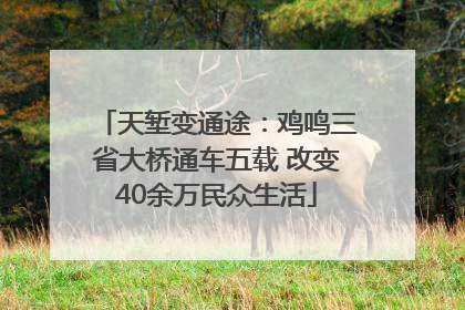天堑变通途：鸡鸣三省大桥通车五载 改变40余万民众生活