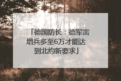 德国防长：德军需增兵多至6万才能达到北约新要求