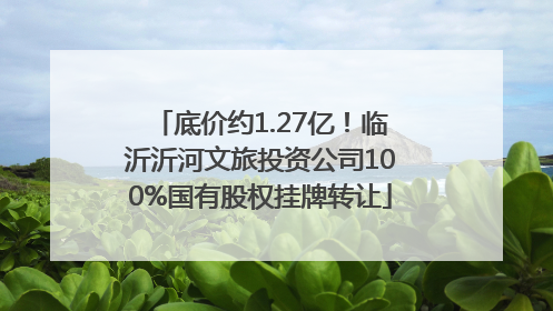 底价约1.27亿！临沂沂河文旅投资公司100%国有股权挂牌转让