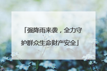 强降雨来袭，全力守护群众生命财产安全