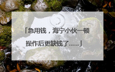 急用钱，海宁小伙一顿操作后更缺钱了……