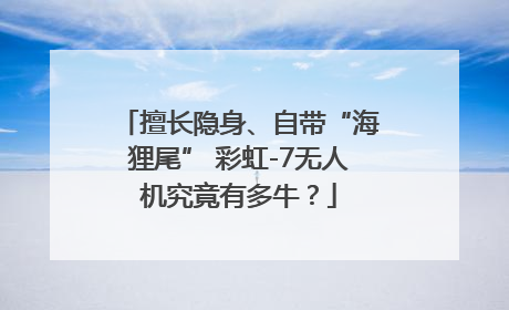 擅长隐身、自带“海狸尾” 彩虹-7无人机究竟有多牛？