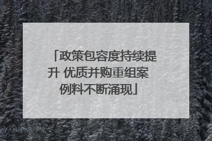 政策包容度持续提升 优质并购重组案例料不断涌现