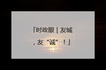 时政眼｜友城，友“诚”！