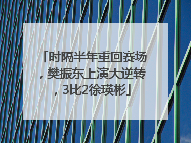 时隔半年重回赛场，樊振东上演大逆转，3比2徐瑛彬