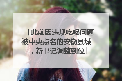 此前因违规吃喝问题被中央点名的安徽县城，新书记调整到位