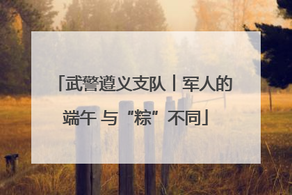 武警遵义支队︱军人的端午 与“粽”不同