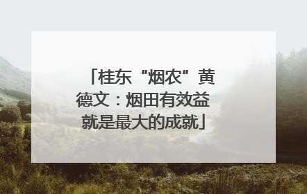 桂东“烟农”黄德文：烟田有效益就是最大的成就