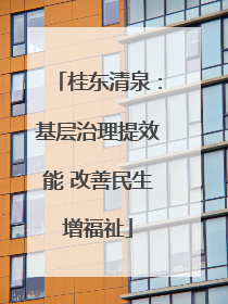 桂东清泉：基层治理提效能 改善民生增福祉
