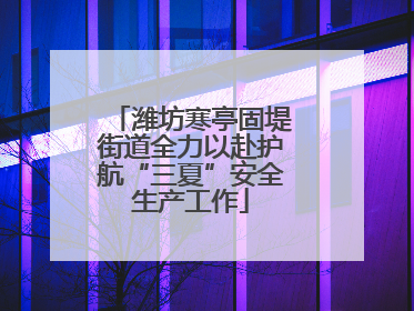 潍坊寒亭固堤街道全力以赴护航“三夏”安全生产工作