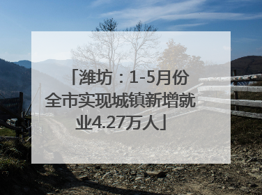 潍坊：1-5月份全市实现城镇新增就业4.27万人