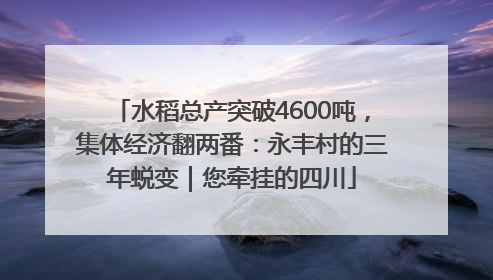 水稻总产突破4600吨，集体经济翻两番：永丰村的三年蜕变｜您牵挂的四川