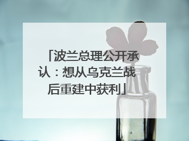 波兰总理公开承认：想从乌克兰战后重建中获利