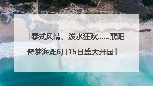 泰式风情、泼水狂欢……襄阳奇梦海滩6月15日盛大开园