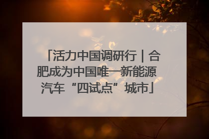 活力中国调研行｜合肥成为中国唯一新能源汽车“四试点”城市