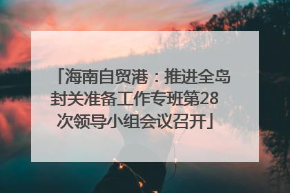 海南自贸港：推进全岛封关准备工作专班第28次领导小组会议召开