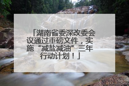 湖南省委深改委会议通过重磅文件，实施“减盐减油”三年行动计划！