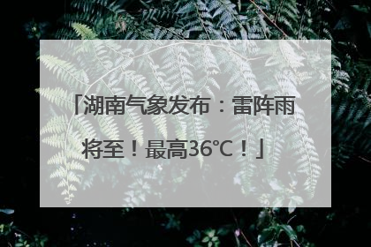 湖南气象发布：雷阵雨将至！最高36℃！