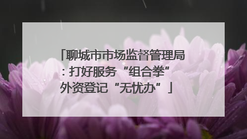 聊城市市场监督管理局：打好服务“组合拳” 外资登记“无忧办”