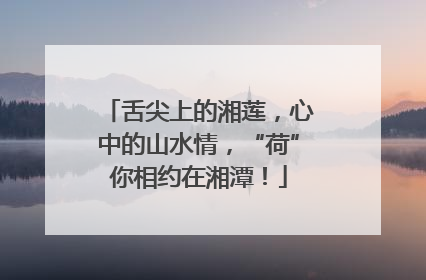 舌尖上的湘莲，心中的山水情，“荷”你相约在湘潭！
