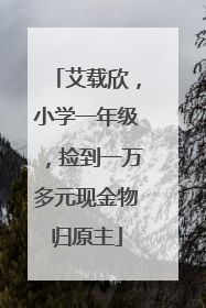 艾载欣，小学一年级，捡到一万多元现金物归原主