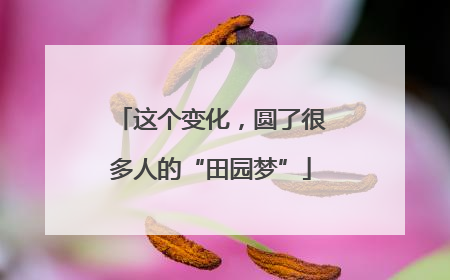 这个变化，圆了很多人的“田园梦”