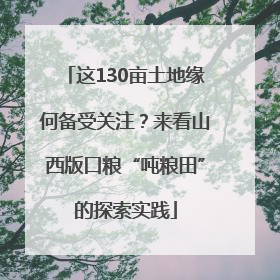这130亩土地缘何备受关注？来看山西版口粮“吨粮田”的探索实践