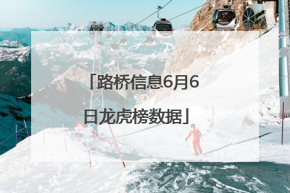 路桥信息6月6日龙虎榜数据
