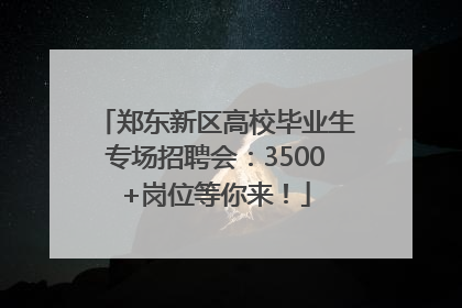 郑东新区高校毕业生专场招聘会：3500+岗位等你来！