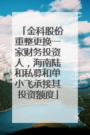 金科股份重整更换一家财务投资人，海南陆和私募和单小飞承接其投资额度