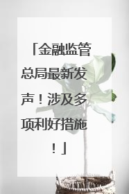 金融监管总局最新发声！涉及多项利好措施！