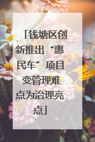 钱塘区创新推出“惠民车”项目 变管理难点为治理亮点